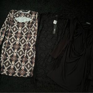 Patterned and Black Dresses Set
